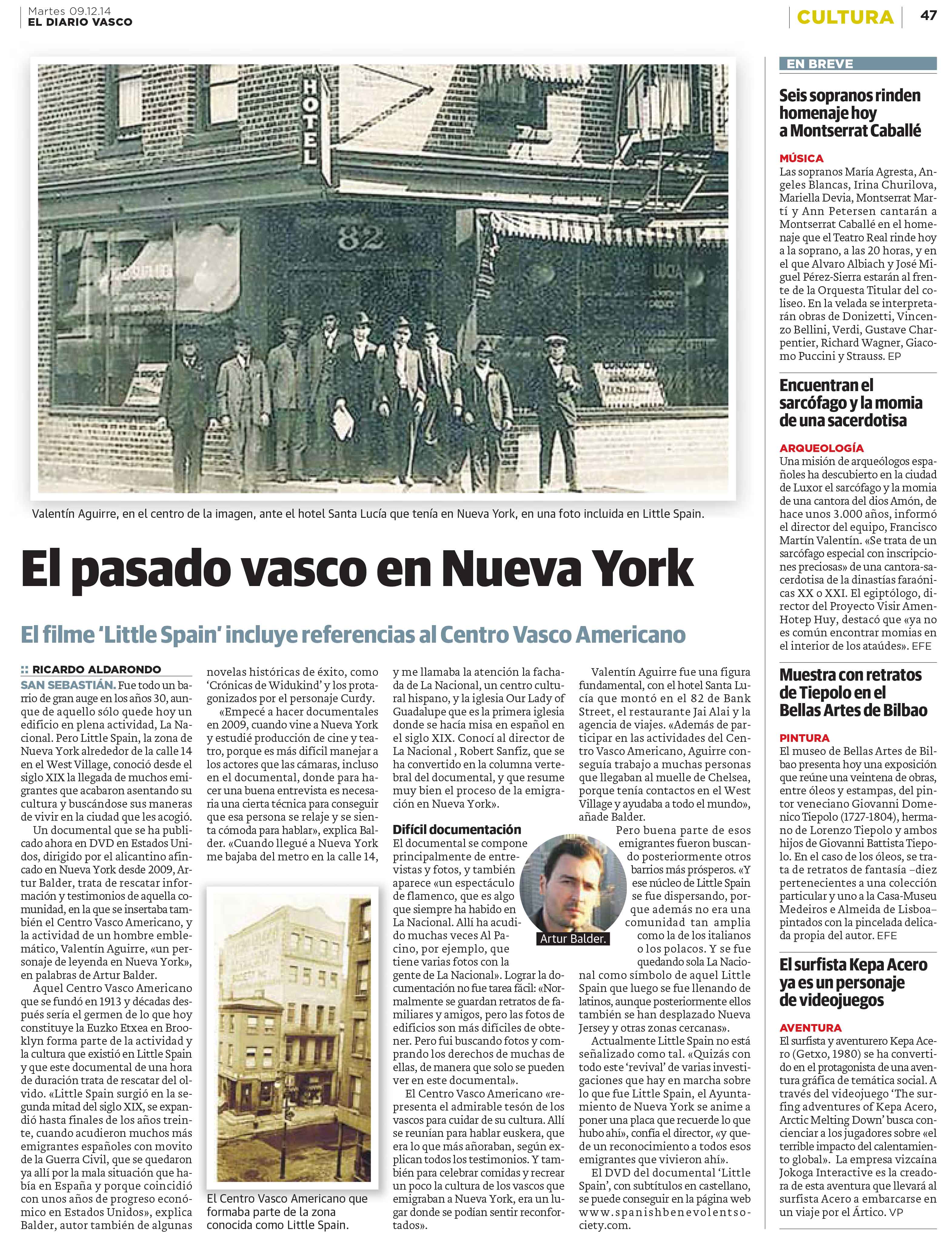 Diario Vasco, Little Spain, Artur Balder